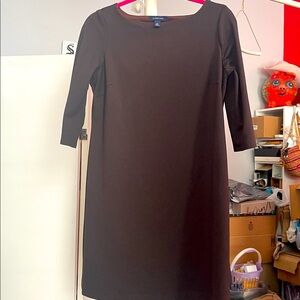 Lands’ End brown boat neck shift dress with 3/4 sleeve - size 8P
